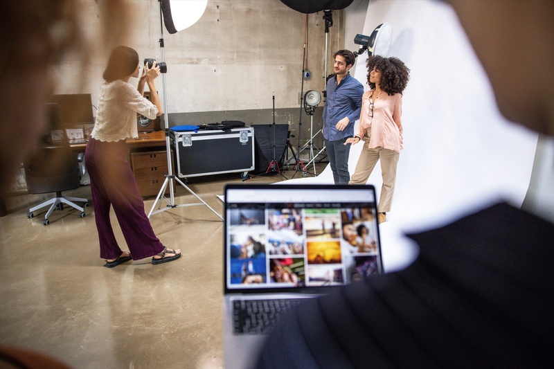 a photo shoot in a studio